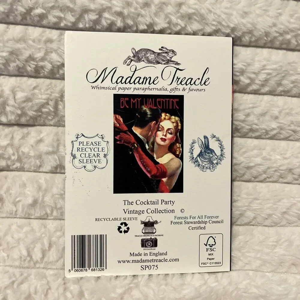Madame Treacle Card Be My Valentine The Cocktail Party Vintage Collection